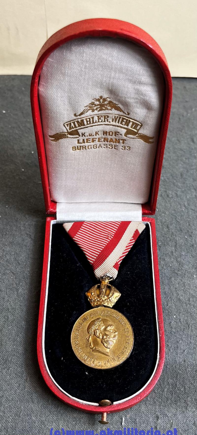 k.u.k. Bronzene Militärverdienstmedaille im Etui - Zimbler! Variante schmale Krone!!