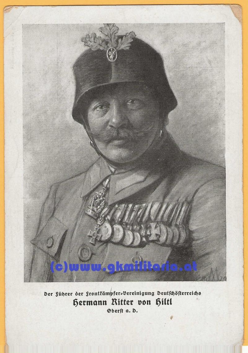 AK Führer der Frontkämpfervereinigung Deutschösterreichs - Oberst Hermann Ritter von Hiltl!!