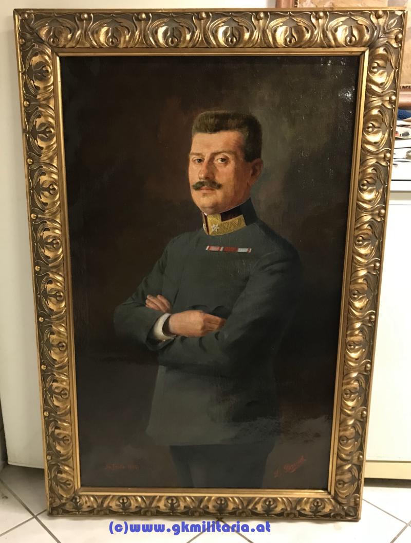 Ölbild k.u.k. Generalmajor Stracker Carl Kmdt. 18. I.T.D. !!