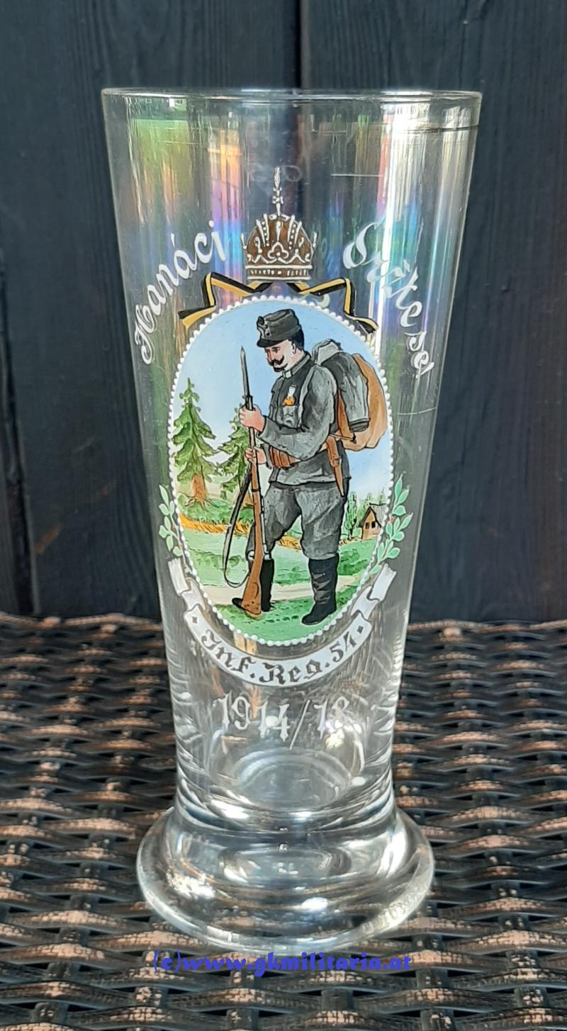 Regiments-Glas k.u.k. Infanterie-Regiment Nr. 54 1914-1918 - Ölmütz/Jägerndorf!! - Sehr Selten!!