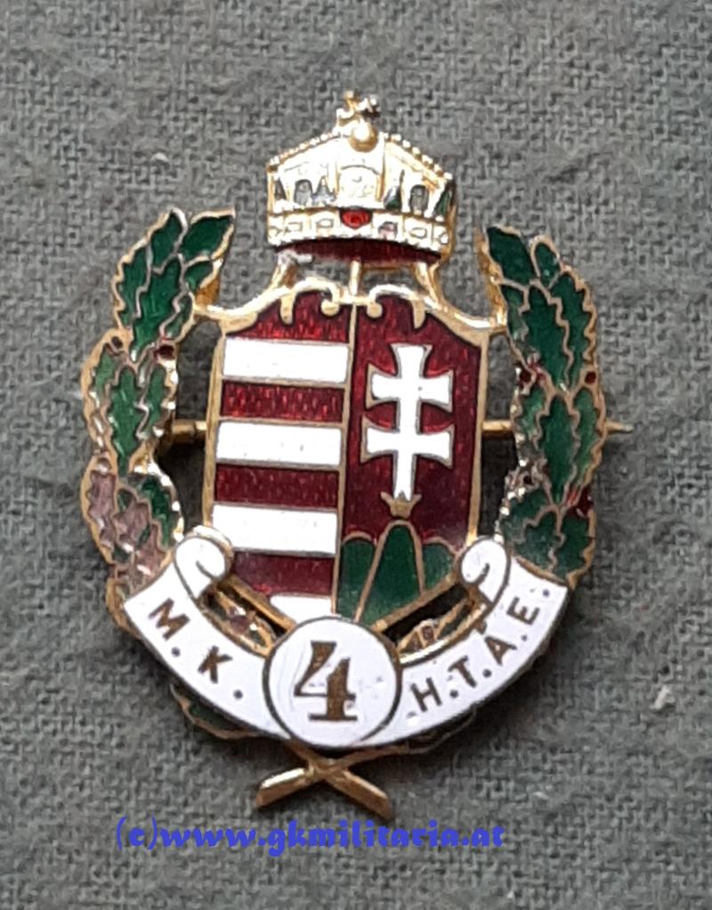 k.u.k. Kappenabzeichen Honved-Artillerie-Regiment 4 - M.K. H.T.A.E. 4 !!