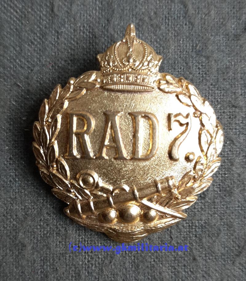 k.u.k. Kappenabzeichen Reitende Artillerie Division Nr. 7 - RAD 7 !!