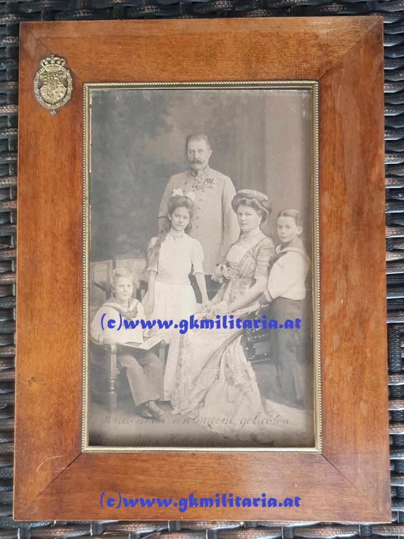 k.u.k. Kronprinz Erzherzog Franz Ferdinand von Österreich & Familie - Portraitfoto mit Widmung seines Sohnes in Geschenkrahmen!!