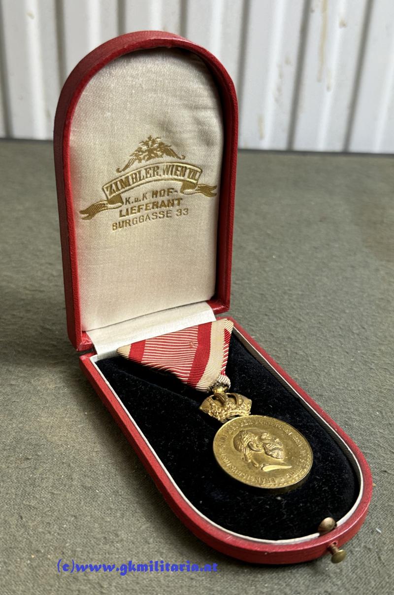 k.u.k. Bronzene Militärverdienstmedaille Kaiser Franz Josef I.  im Etui - ZIMBLER!