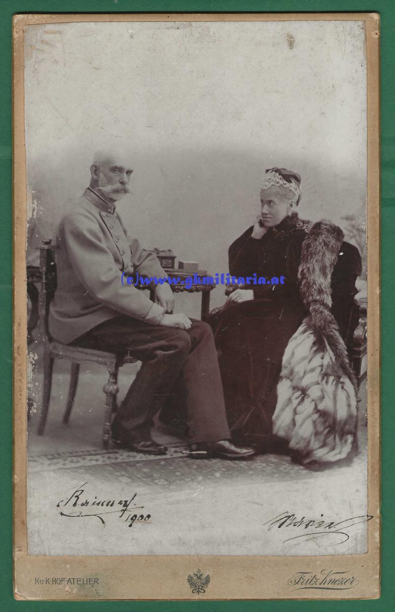 Portrait Erzherzog Rainer und Erzherzogin Marie Karoline - Original Signaturen !!