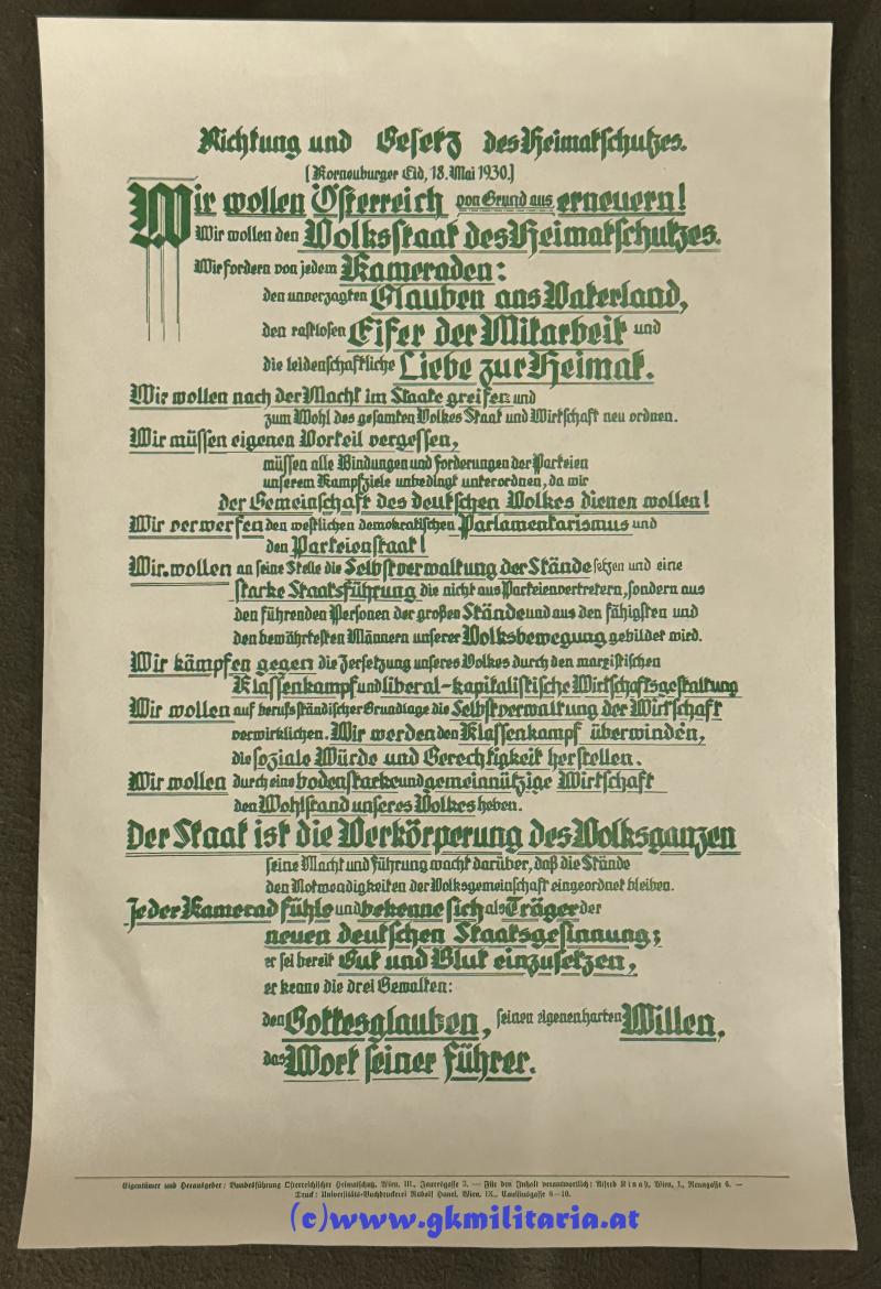 Plakat Österreichische Heimwehr/Heimatschutz - 