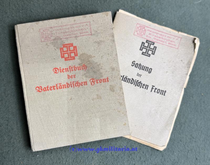 Dienstbuch + Satzung der Vaterländischen Front - Hauptgruppe der V.F.  SINABELKIRCHEN, Bez. Gleisdorf Stmk.!!