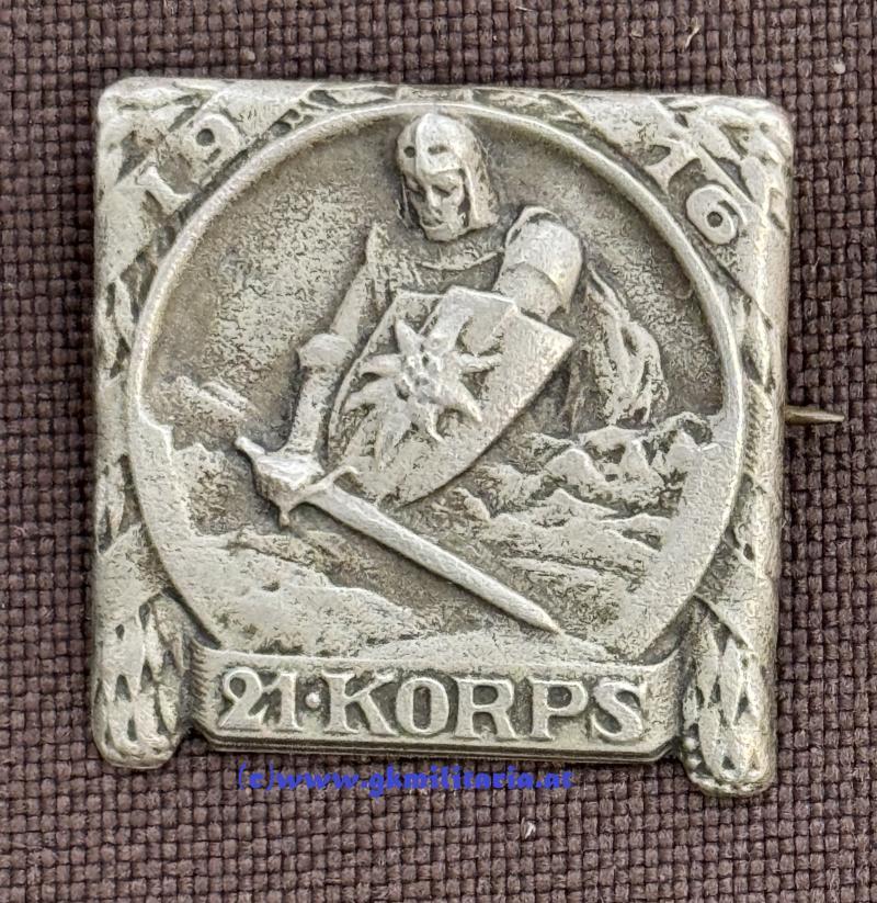 k.u.k. Kappenabzeichen 21. Korps - 1916 !!