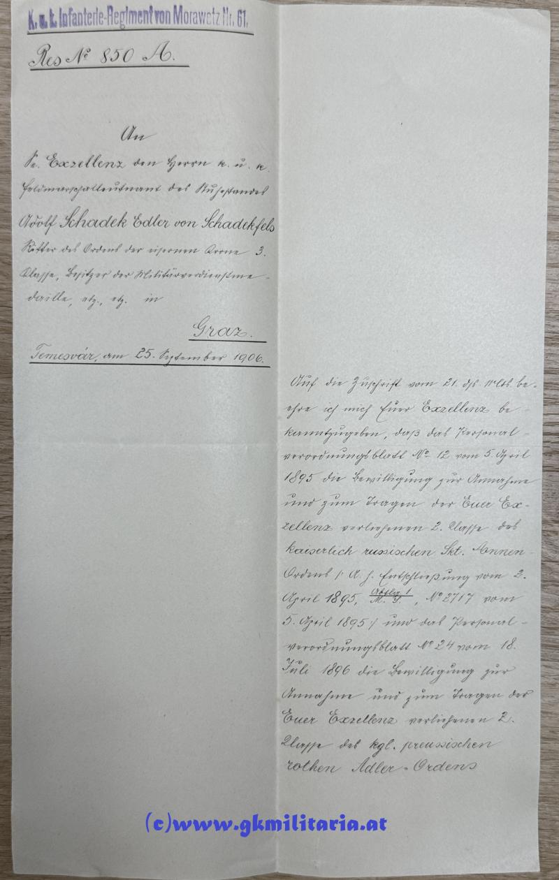Mehr Fotos: Großer Urkundennachlass Feldmarschallleutnant Adolf Schadek Edler von Schadeckfels - Kmdt. Landwehr-Infanterie-Brigade in Przemysl!!