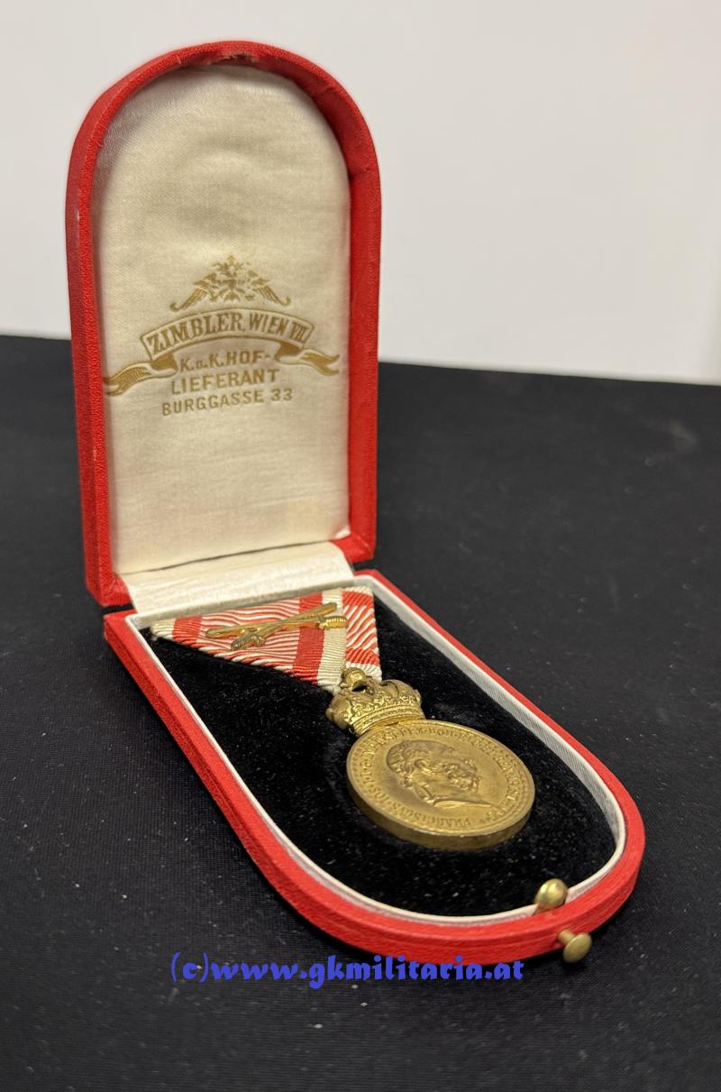 k.u.k. Bronzene Militärverdienstmedaille Kaiser Franz Josef I. im Etui - ZIMBLER!