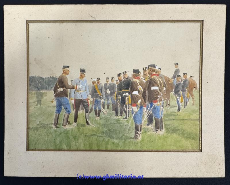 k.u.k. Aquarell Manöver - Kronprinz Erzherzog Franz Ferdinand!