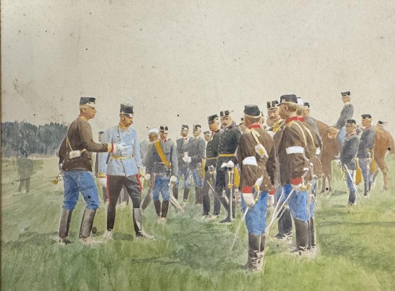 k.u.k. Aquarell Manöver - Kronprinz Erzherzog Franz Ferdinand!