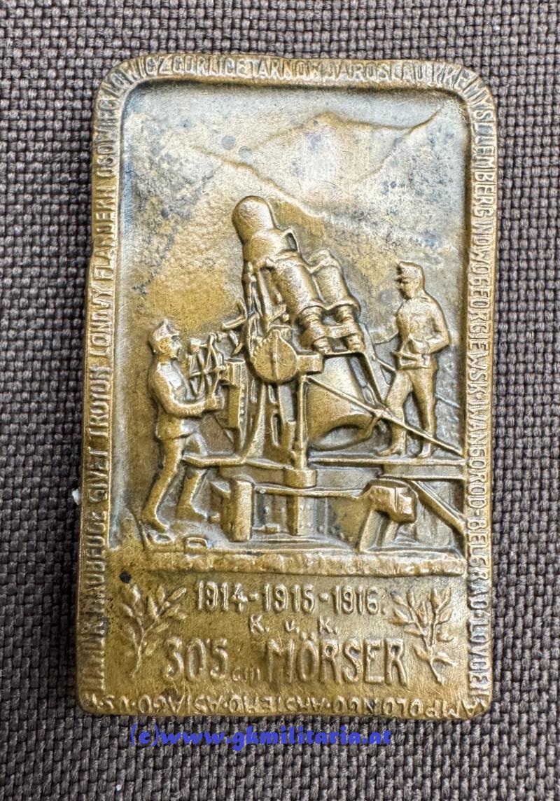 k.u.k. Kappenabzeichen 30,5cm Mörser 1914 - 1915 - 1916!!