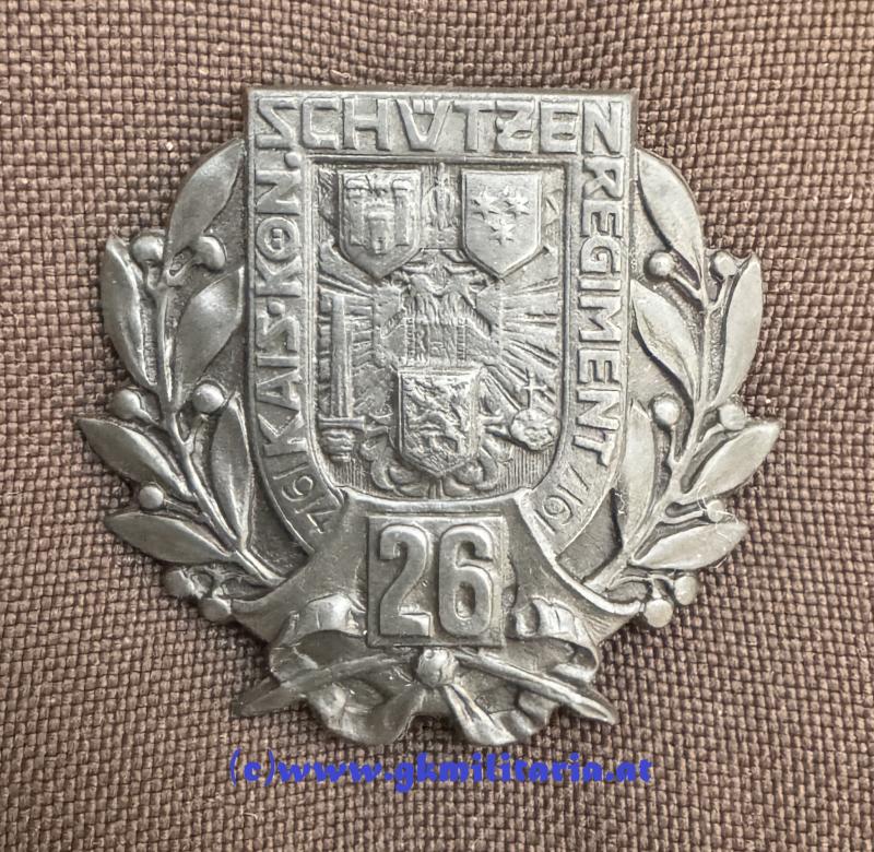 k.u.k. Kappenabzeichen Schützen-Regiment 26 