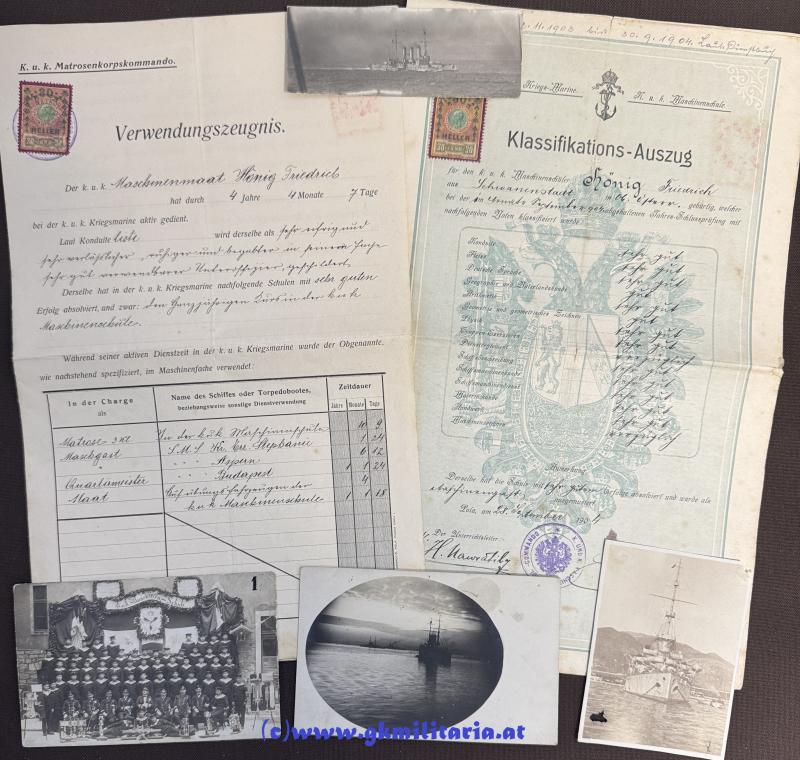 Papiernachlass k.u.k. Kriegsmarine Maschinenmaat Friedrich Hönig!!