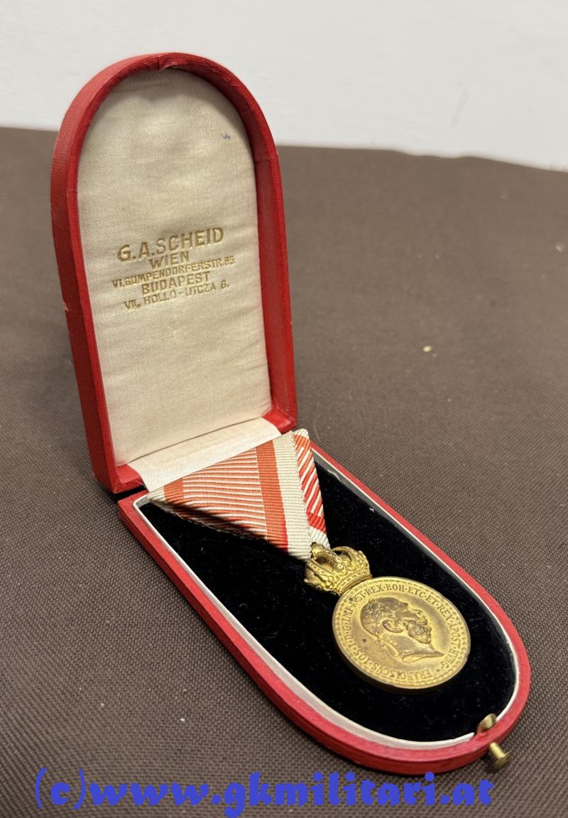 k.u.k. Bronzene Militärverdienstmedaille Kaiser Franz Josef I.  im Etui - G.A. SCHEID, WIEN & BUDAPEST!