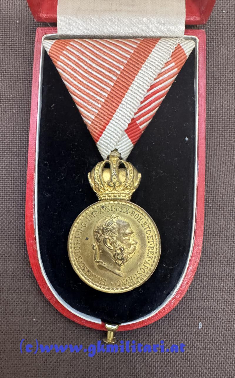 k.u.k. Bronzene Militärverdienstmedaille Kaiser Franz Josef I. im Etui - G.A. SCHEID, WIEN & BUDAPEST!