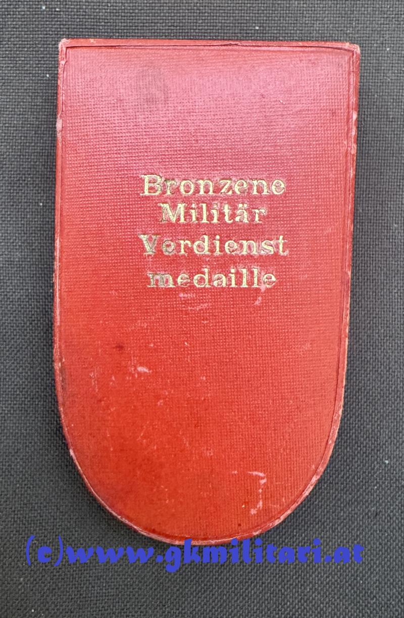 k.u.k. Bronzene Militärverdienstmedaille Kaiser Franz Josef I. im Etui - G.A. SCHEID, WIEN & BUDAPEST!