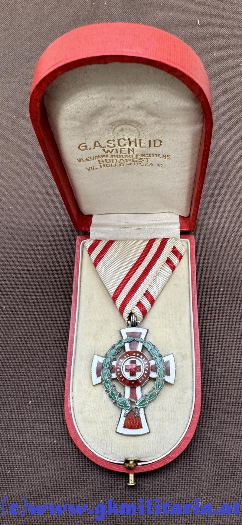 k.u.k. Ehrenzeichen des Roten Kreuzes II. Klasse mit KD im Etui! - TOP!