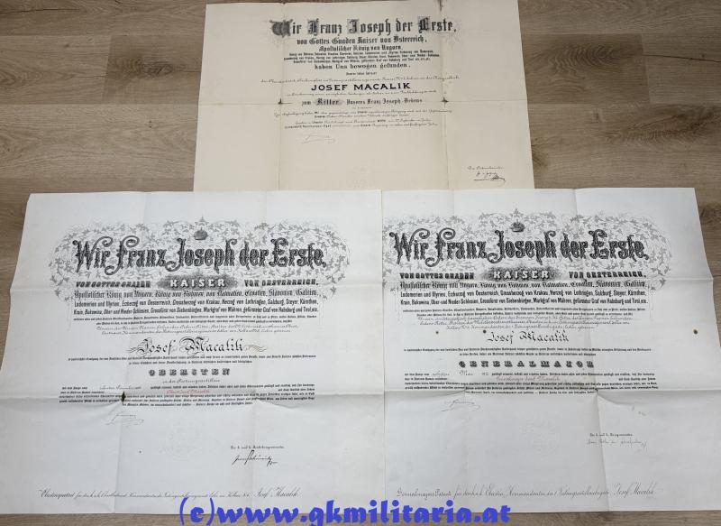 k.u.k. Urkundennachlass Generalmajor Joseph Macalik von Ivanobran Festungartillerieregiment Edler von Kollarz Nr.6!!