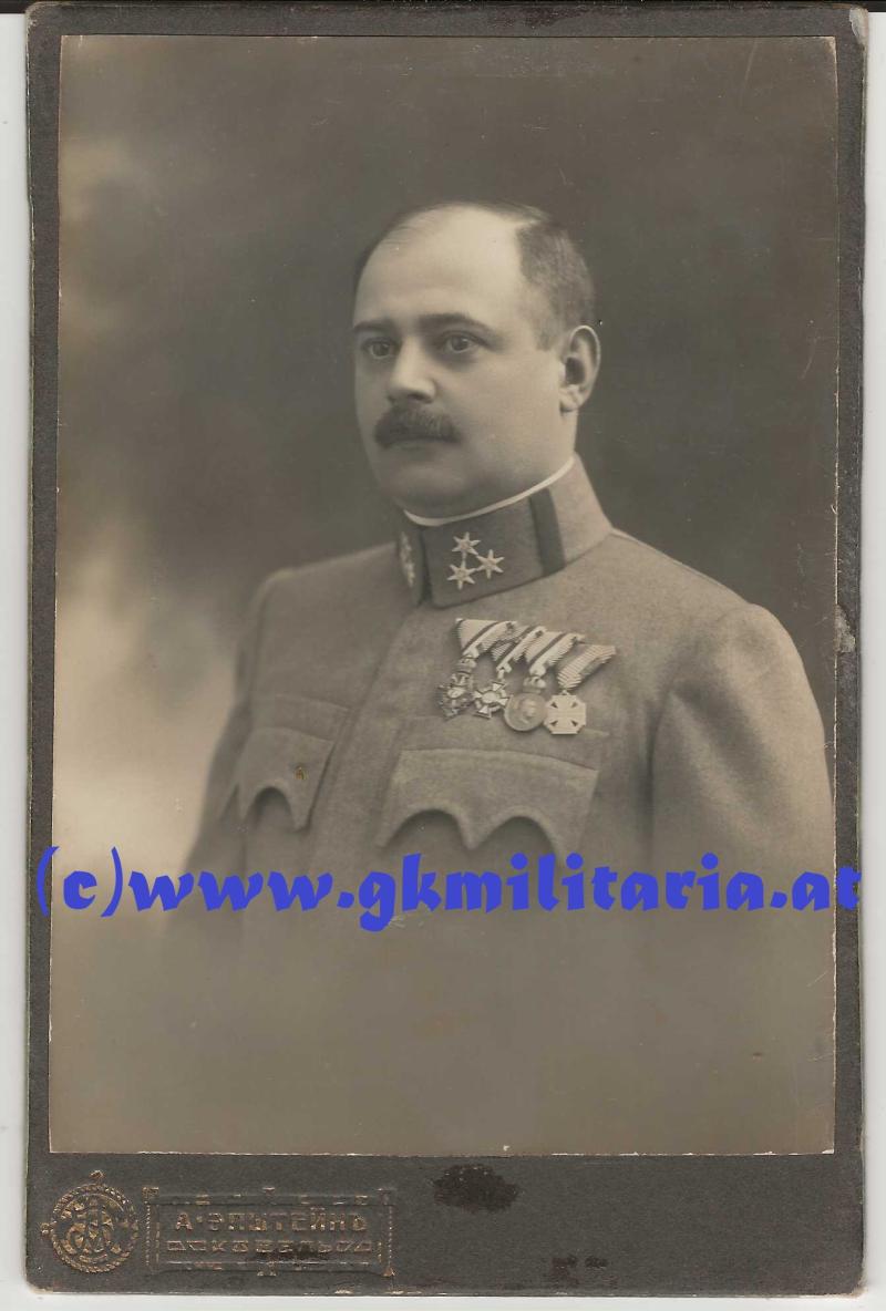 Portrait k.u.k. Hauptmann Karel Tomek Schützenregiment Nr. 36 - Luck/Kowel 1917 - KAB-Foto!