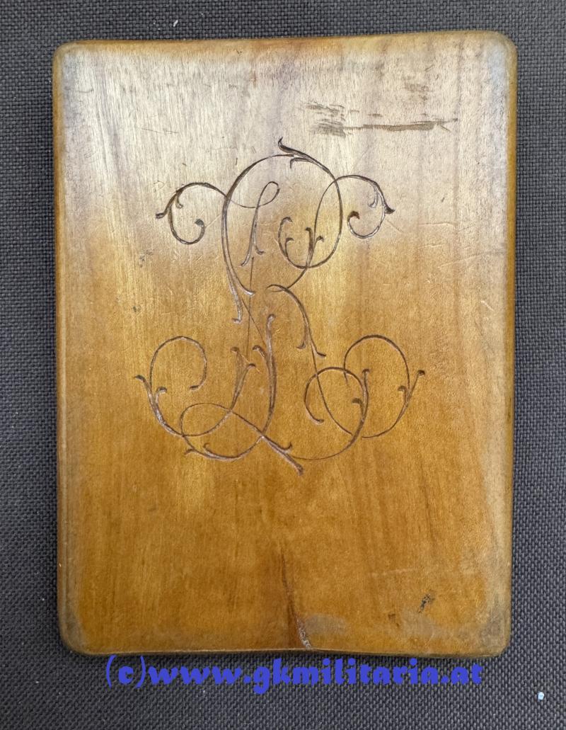 k.u.k. Patriotische Zigarettendose Kaiser Franz Joseph I./Kaiser Wilhelm II. - geschnitzt!!