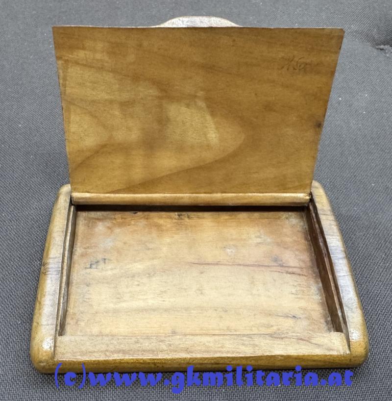 k.u.k. Patriotische Zigarettendose Kaiser Franz Joseph I./Kaiser Wilhelm II. - geschnitzt!!