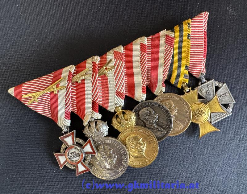 7-teilige Ordensspange für k.u.k. Offiziere!! - Österreichische Trageweise!!