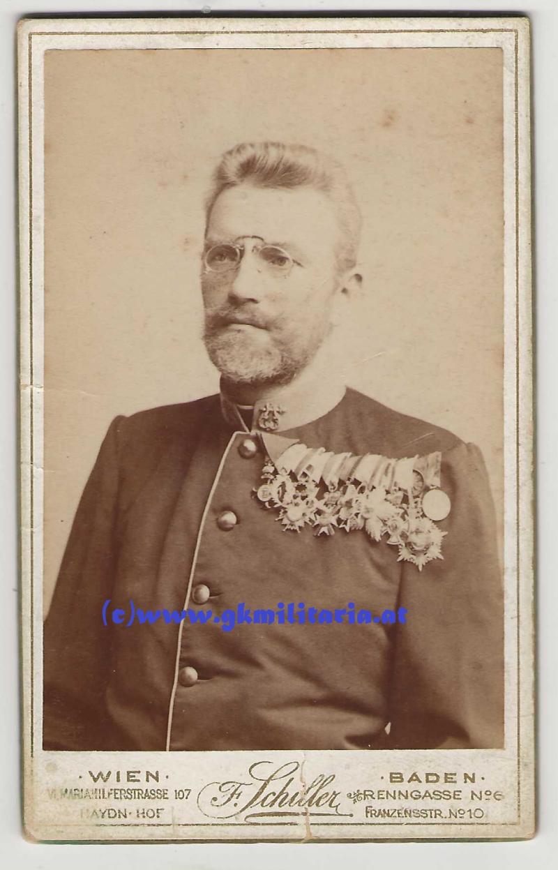 Portrait k.u.k. Militärkapellenmeister Komjak mit Top Orden!! - CdV-Foto 1896 mit Widmung!
