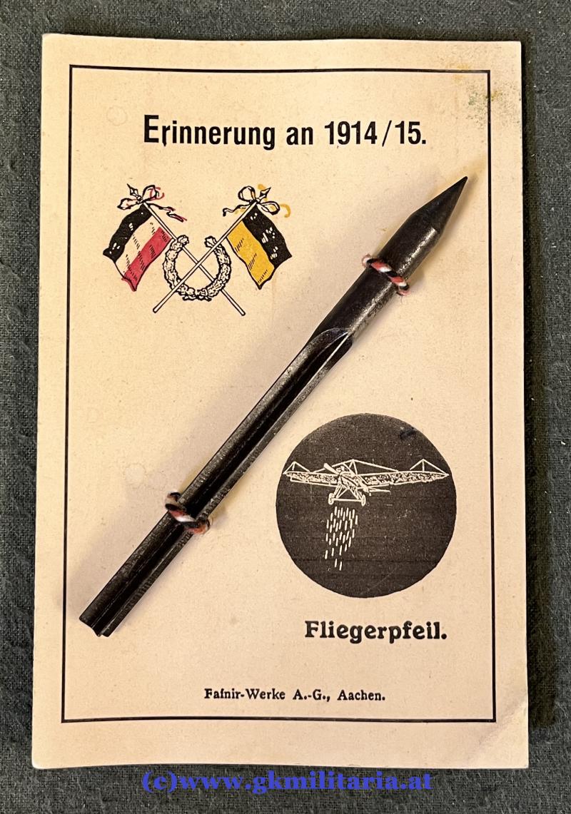 k.u.k. Patriotischer Fliegerpfeil - am Original-Verkaufskarton!