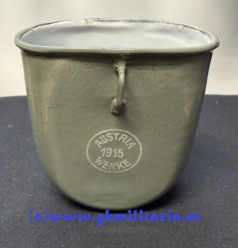 k.u.k. Feldflasche mit Becher u. Leinensack! - MINT!