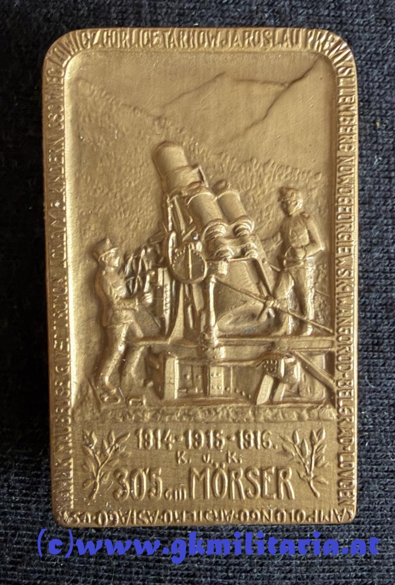 k.u.k. Kappenabzeichen 30,5cm Mörser 1914 - 1915 - 1916 - 