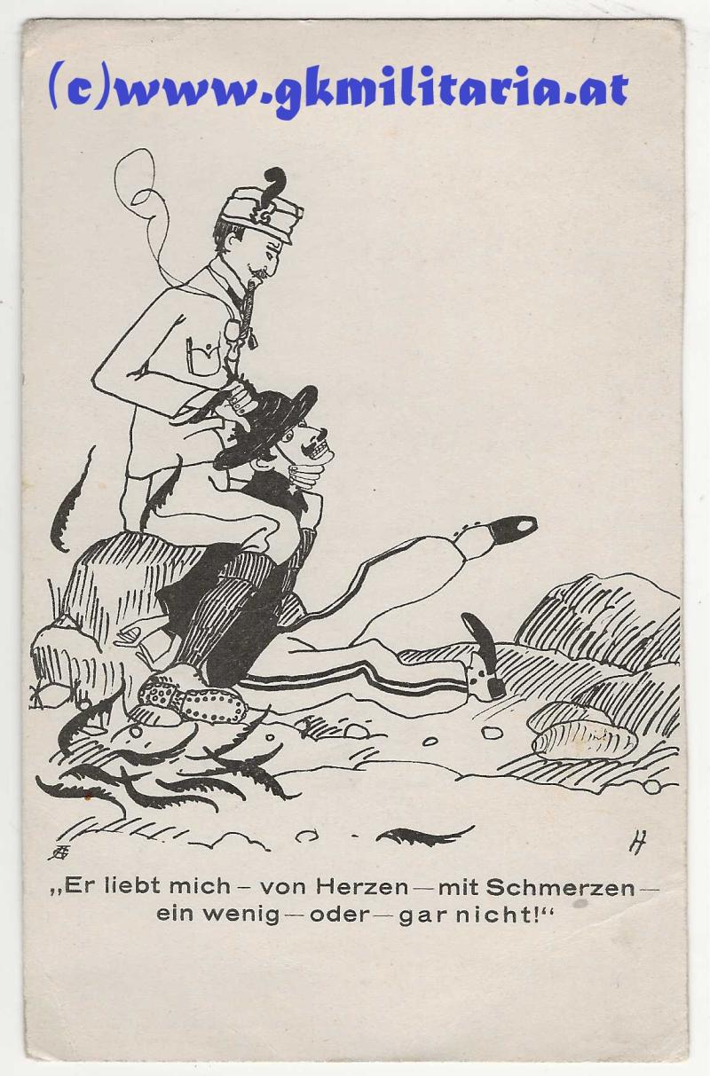 Spottkarte gegen Italien - Er liebt mich - von Herzen - mit Schmerzen ....!!