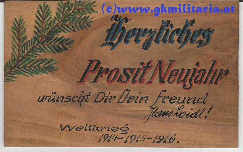 Feldpostkarte aus Holz handgezeichnet - 