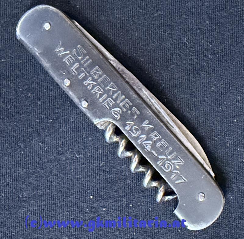 k.u.k. Patriotisches Taschenmesser - SILBERNES KREUZ - WELTKRIEG 1914-1917 !!
