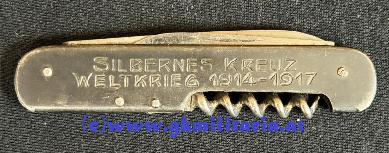 k.u.k. Patriotisches Taschenmesser - SILBERNES KREUZ - WELTKRIEG 1914-1917 !!