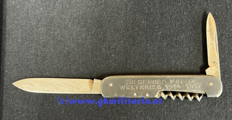 k.u.k. Patriotisches Taschenmesser - SILBERNES KREUZ - WELTKRIEG 1914-1917 !!