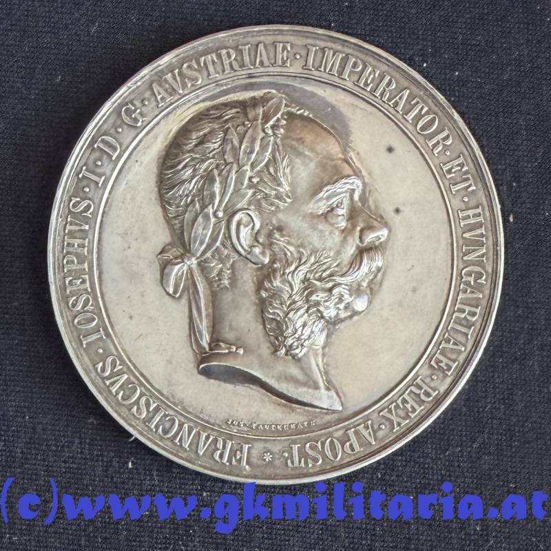 k.u.k. Medaille Kaiser Franz Josef I. - Ehrenpreis Ausstellung Korneuburg 1908 - Randgravur - SILBER!!