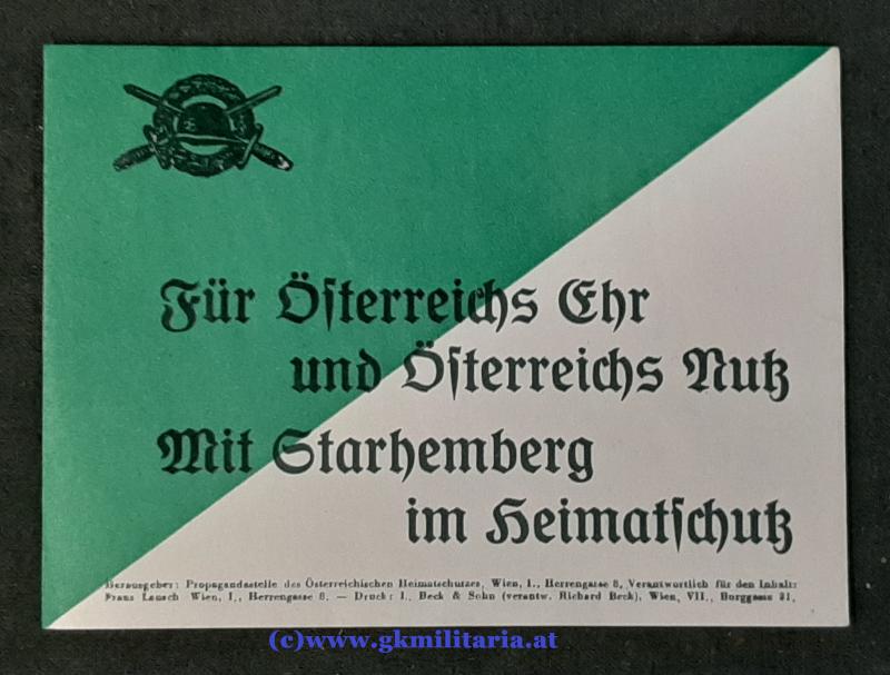 Flugzettel Heimwehr - Graf Starhemberg! - 1. Republik -