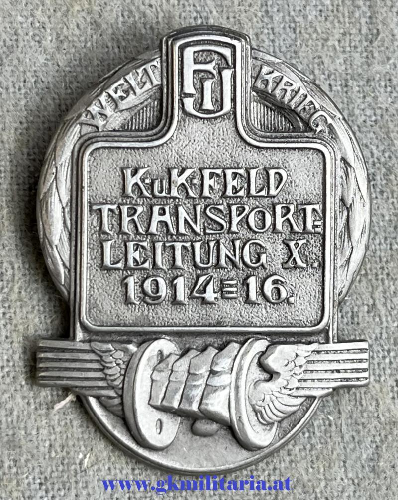 k.u.k. Kappenabzeichen Feldtransport-Leitung X. - 1914-16