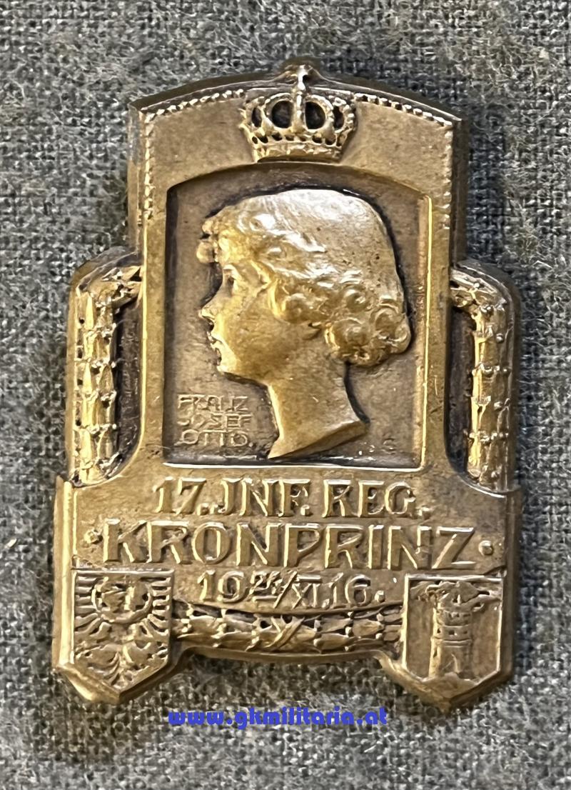 k.u.k. Kappenabzeichen 17. Infanterie-Regiment Kronprinz Otto