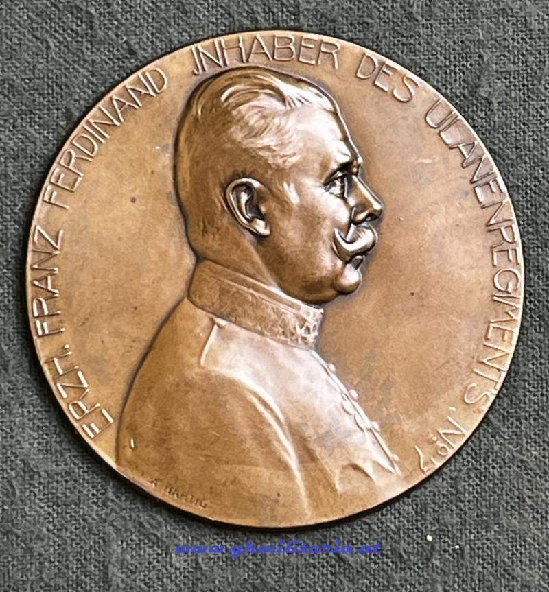 k.u.k. Medaille/Plakette k.u.k. Kronprinz Erzherzog Franz Ferdinand! - Inhaber des kuk Ulanen-Regimentes Nr.7