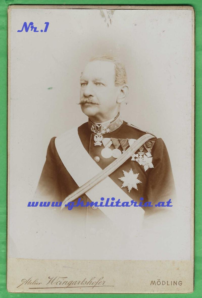 k.u.k. Portrait Oberst Adolph von Kollarz Regimentsinhaber kuk Festungsartilleriereg. Nr. 6 - e.h. Widmung - TOP ORDEN! - KAB-Foto!