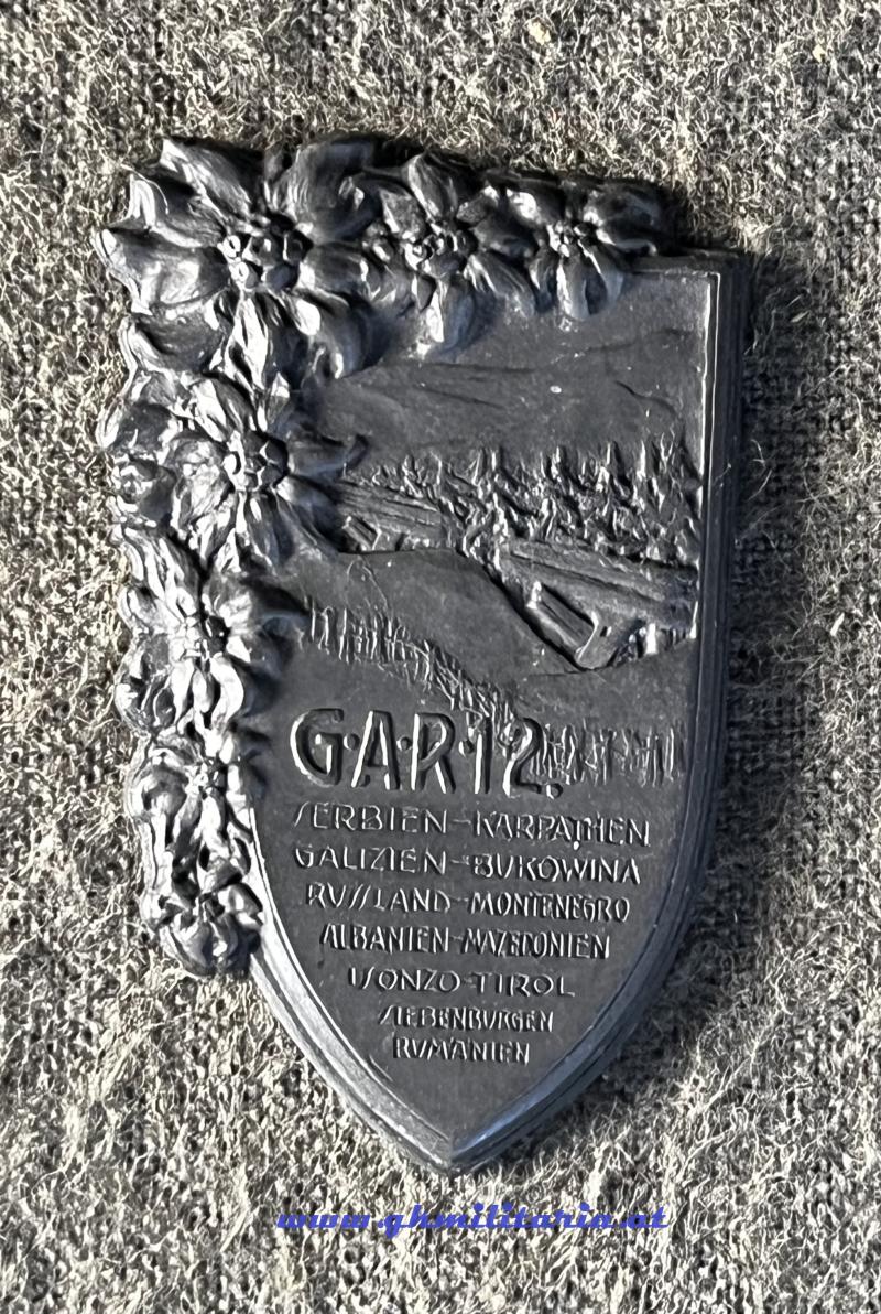 Kappenabzeichen k.u.k. Gebirgs-Artillerie-Reg. 12 - GAR 12 !! - Isonzo usw.