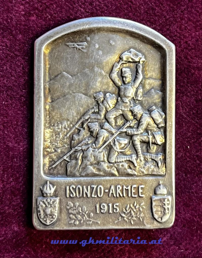 k.u.k. Kappenabzeichen Isonzo-Armee 1915 - Variante SILBER!