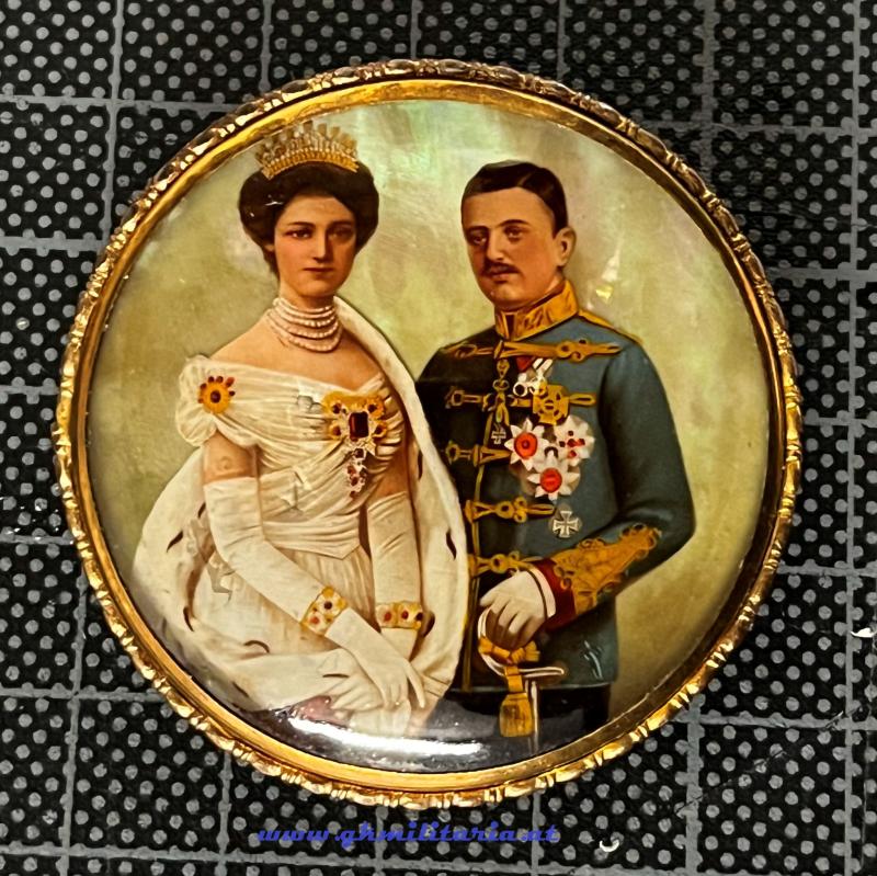 k.u.k. Patriotisches Prachtabzeichen - Kaiser Karl I. + Kaiserin Zita - 