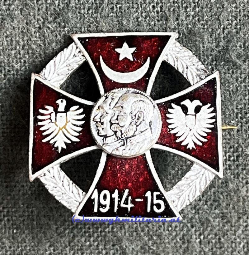 kuk Patriotisches Abzeichen - Viererbund 1914/15 mit Osmanischem Reich - Türkei!