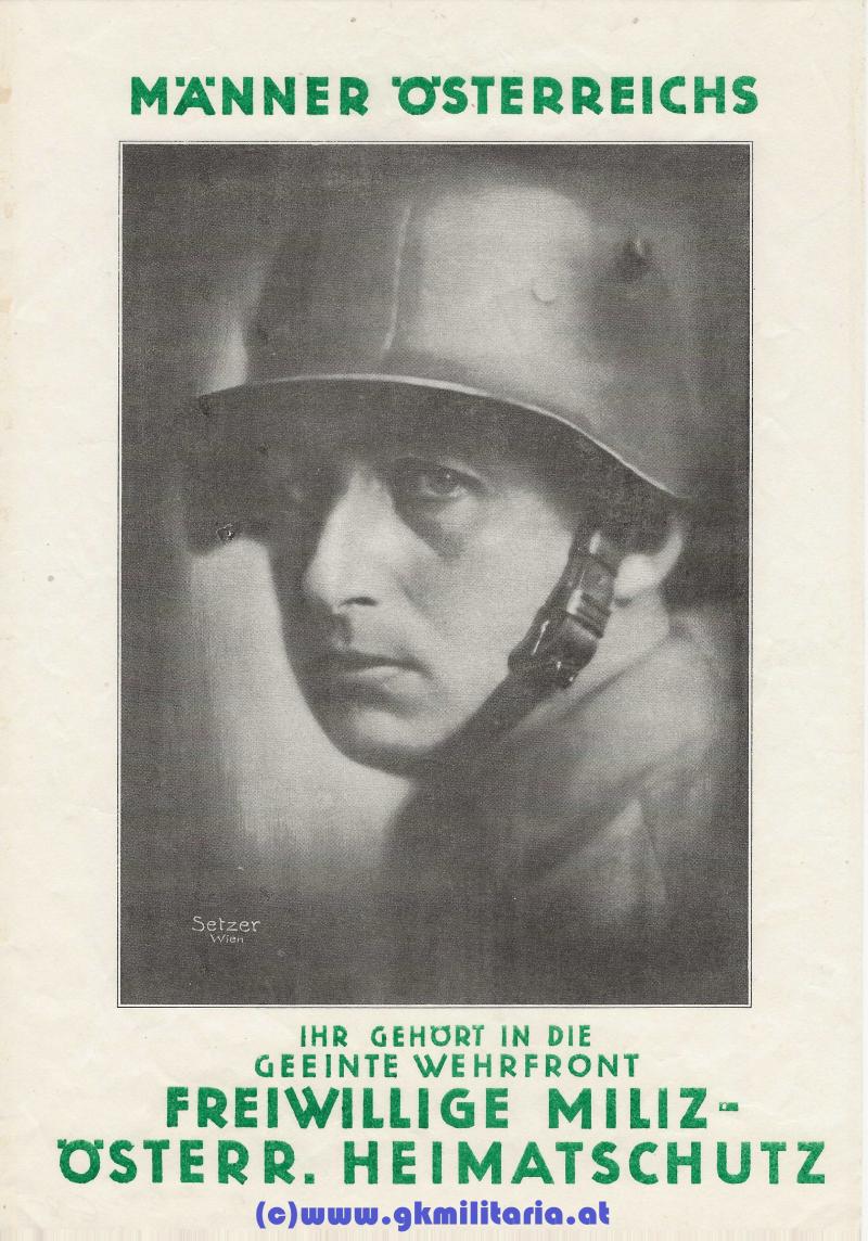 Plakat Freiwillige Miliz - Österr. Heimatschutz Graf Starhemberg - Propaganda!